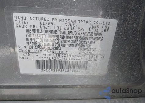 2024 Nissan Kicks S Xtronic Cvt from USA, damaged, VIN 3N1CP5BV5RL593534